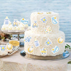 40 Pcs Edible Wafer Paper Baby Shower Cupcake toppers Picks It's a Boy Jumpsuit Gender Reveal Cupcake Picks Welcome Baby Shower Cake Decor for Baby Boy Birthday Theme Party Supplies