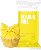 Colour Mill Decorators Dough Edible Cake Covering | Easy-to-Roll, Easy-to-Drape Fondant | Vanilla-Flavored Sugarpaste - 8.8 Ounce Yellow