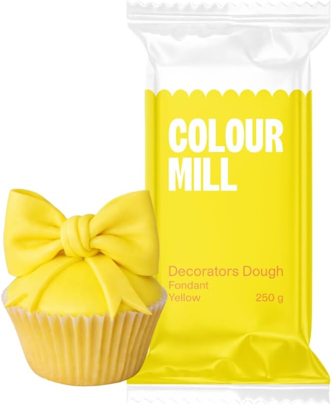 Colour Mill Decorators Dough Edible Cake Covering | Easy-to-Roll, Easy-to-Drape Fondant | Vanilla-Flavored Sugarpaste - 8.8 Ounce Yellow
