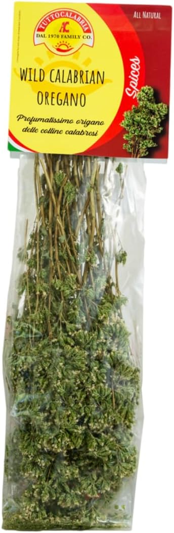 TUTTOCALABRIA Oregano, Dried Calabrian Oregano on the Stem, Product of Italy, 40 g, All Natural, Non-GMO, Product of Italy