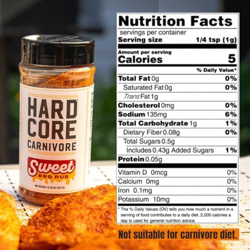 Hardcore Carnivore Sweet BBQ Seasoning (12.25 oz Shaker) Texas-Made Bold, Sweet BBQ Rub for Grilling Ribs, Pork, Chicken and More