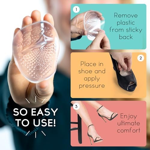 Walkize Metatarsal Pads Women | Heel Inserts for Women | Ball of Foot Cushions (2 Pairs Foot Pads) All Day Pain Relief and Comfort One Size Fits Shoe Inserts (Clear, 2 Pairs)