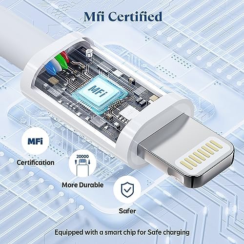 Ximytec iPhone 14 13 12 11 Charger Fast Charging [MFi-Certified] 2Pack 20W Type-C Fast Charger Blocks with 6FT USB C to Lightning Cables Compatible with iPhone 14/13/ 12/11/ XS/XR/X/ 8 /iPad (White)