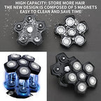 6D Black Electric Shaver Replacement Blade Head - Universal Magnetic Interface, 6 Blades