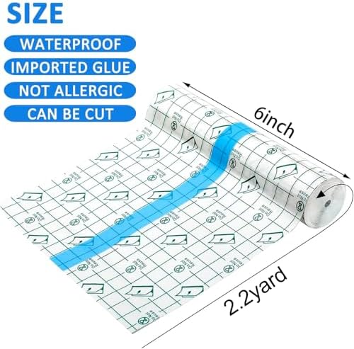 Beieverluck 12 Rolls Tattoo Aftercare Bandage Waterproof (6" x 4.4 Yard) Second Skin Tattoo Cover Tape Tattoo Healing Wrap Tattoo Supplies for Swimming, Shower, Wound Initial Healing