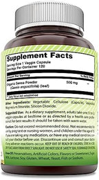Amazing India Senna (Made with Natural Senna) 500 Mg per Serving 120 Veggie Capsules Supplement | Non-GMO | Glute-Free
