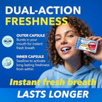 Papermints Coolcaps Liquid Burst Breath Mints. Dual-Action for Instant Fresh Breath + Gut Odor Control – Peppermint Flavor, Sugar Free, 0 Calories, Pocket Size - 4 Pack of 40 pieces - 160 Total