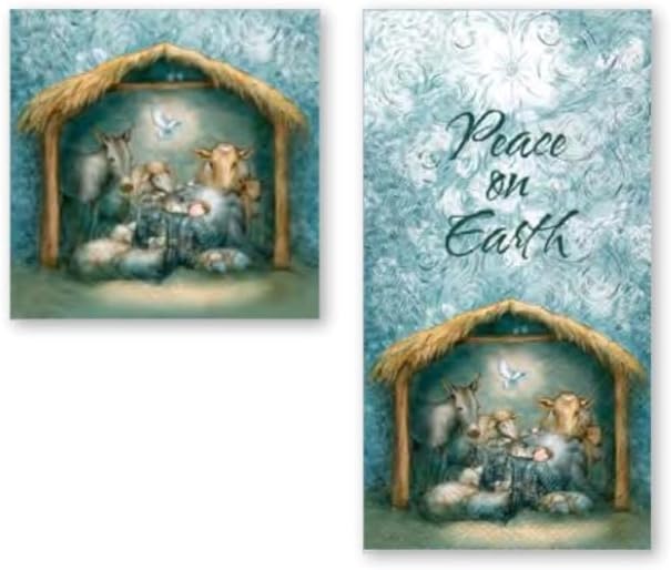 IHR Ideal Home Range Cocktail Napkins Winter Holiday Christmas 3-Ply Paper Napkins, 20-Count, 5" x 5", Peace Nativity