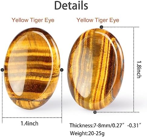 Artistone Thumb Worry Stones for Anxiety Healing Crystals Sets 2PCS Tiger Eye Hand Carved Gemstone Pocket Palm Stones Meditation Reiki Chakra