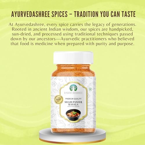 AYURVEDASHREE Shahi Paneer Masala 100gm PET Jar- All Natural | for Delicious & Flavourful Cooking | No Artificial Flavour Added - Vegetarian | Non GMO | Indian Spices
