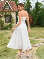 EYNMIN Floral Midi Wedding Guest Dresses for Women 2026 Summer Spring Lace Smocked Bow Tie Flowy A Line Boho Sundress
