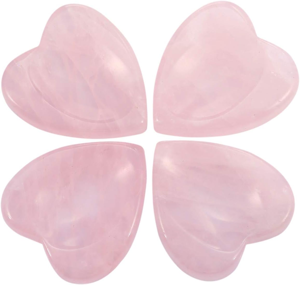 mookaitedecor Rose Quartz Thumb Worry Stone, Pocket Palm Stones Crystal Healing Reiki Stress Relief Pack of 4, Heart Shape