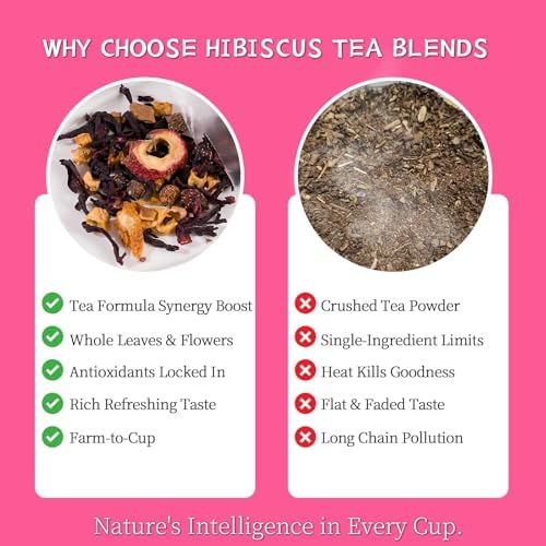 Hibiscus Rose Hips Tea for Heart Wellness - Herbal Tea Loose Leaf Teabags - Natural Detox Tea for Women & Men - Natural Ingredients Formula, Caffeine-Free 20 Count