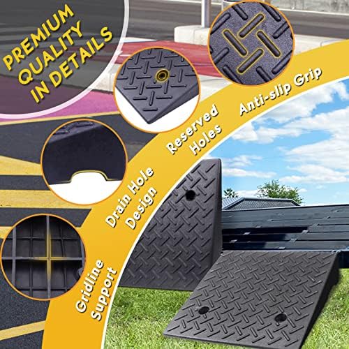 Driveway Curb Ramps - Portable Heavy Duty Rubber Shed & Threshold Ramps for Sidewalk Lawn Mower Cars Wheelchairs Pet Mobility (19.7 x 19.7 x 6 Inch - 2 PCS)