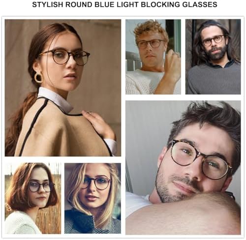 Gleyemor Blue Light Glasses for Men Women, Vintage Round Frame Computer Eyeglasses