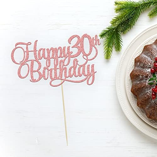 1 Pack Happy 30th Birthday Cake Topper Rose Gold Glitter Number 30 Thirty Years Old Birthday Cake Pick Decoration For 30th Birthday Celebrating Anniversary Party Supplies