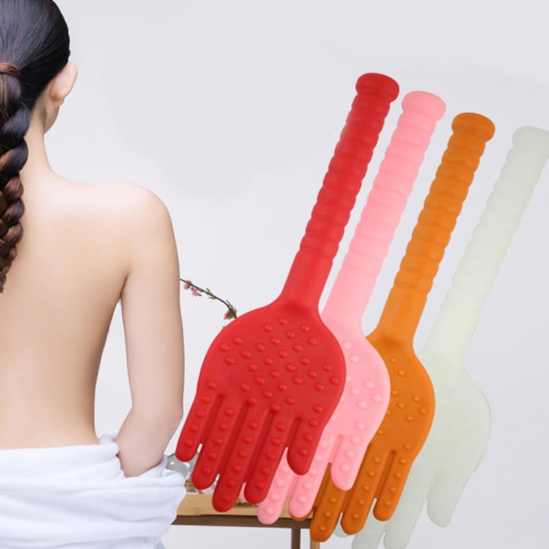 Palm Shaped Plastic Health Massage Hammer Durable Elastic Beat Pat Tool for Fatigue Relief Blood Circulation for Full Body Therapy Red