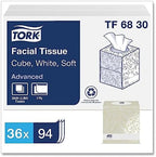 Tork Soft Facial Tissue Cube Box White, Advanced, 2-Ply, 36 x 94 Sheets, TF6830