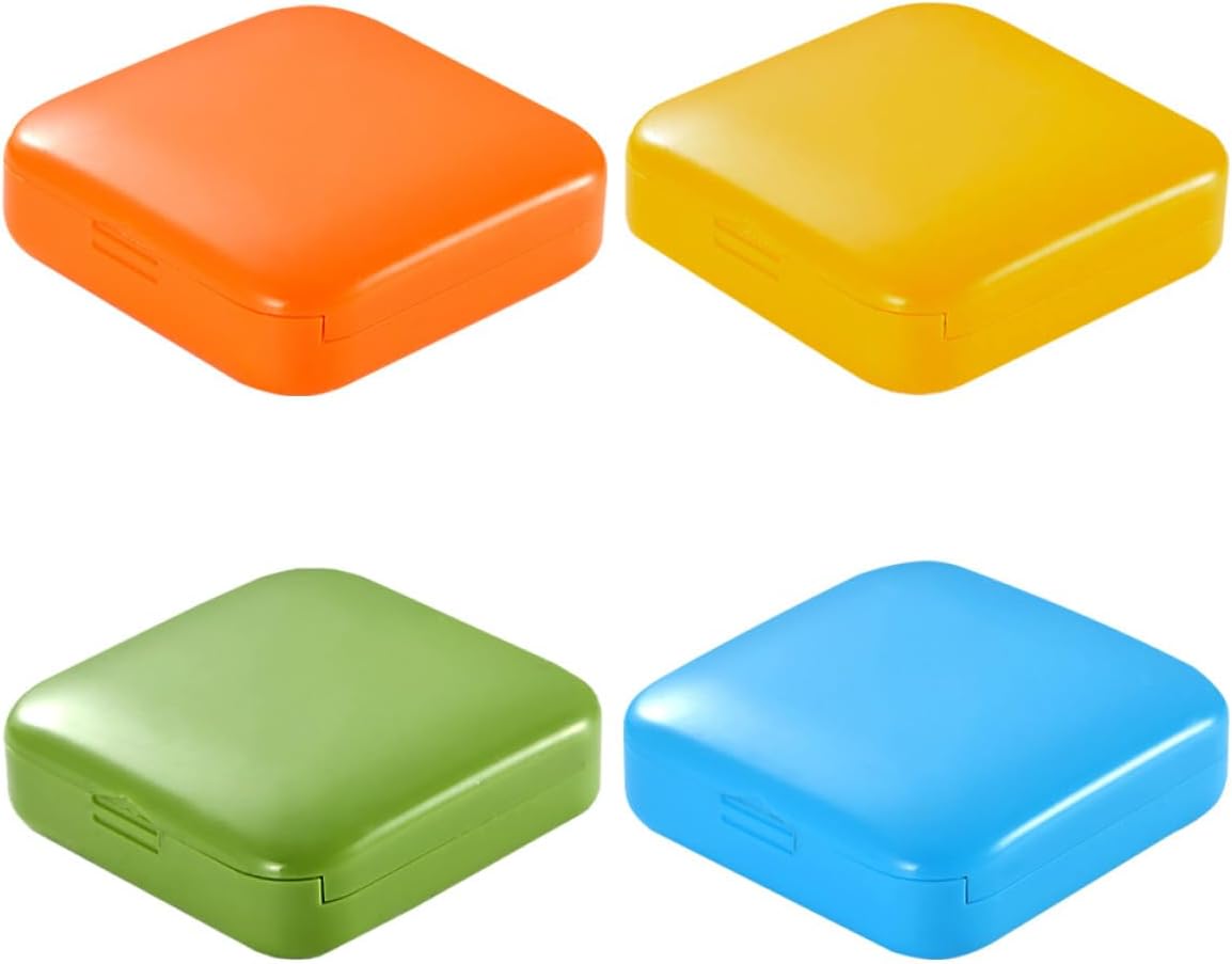 SHOWERORO 2-Grid Travel Pill Organizer 4pcs Medicine Storage Containers with Slide Lid, Portable Medication Holder for Supplements and Pills, Compact Daily Medicine Case for Travel
