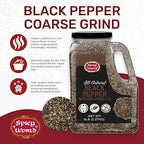 Black Pepper Ground Coarse 5 LB Bulk Jar Butcher Grind #12 – Premium Ground Black Peppercorns, All Natural, Gluten Free, Steam Sterilized – Restaurant Supply & BBQ Seasoning by Spicy World