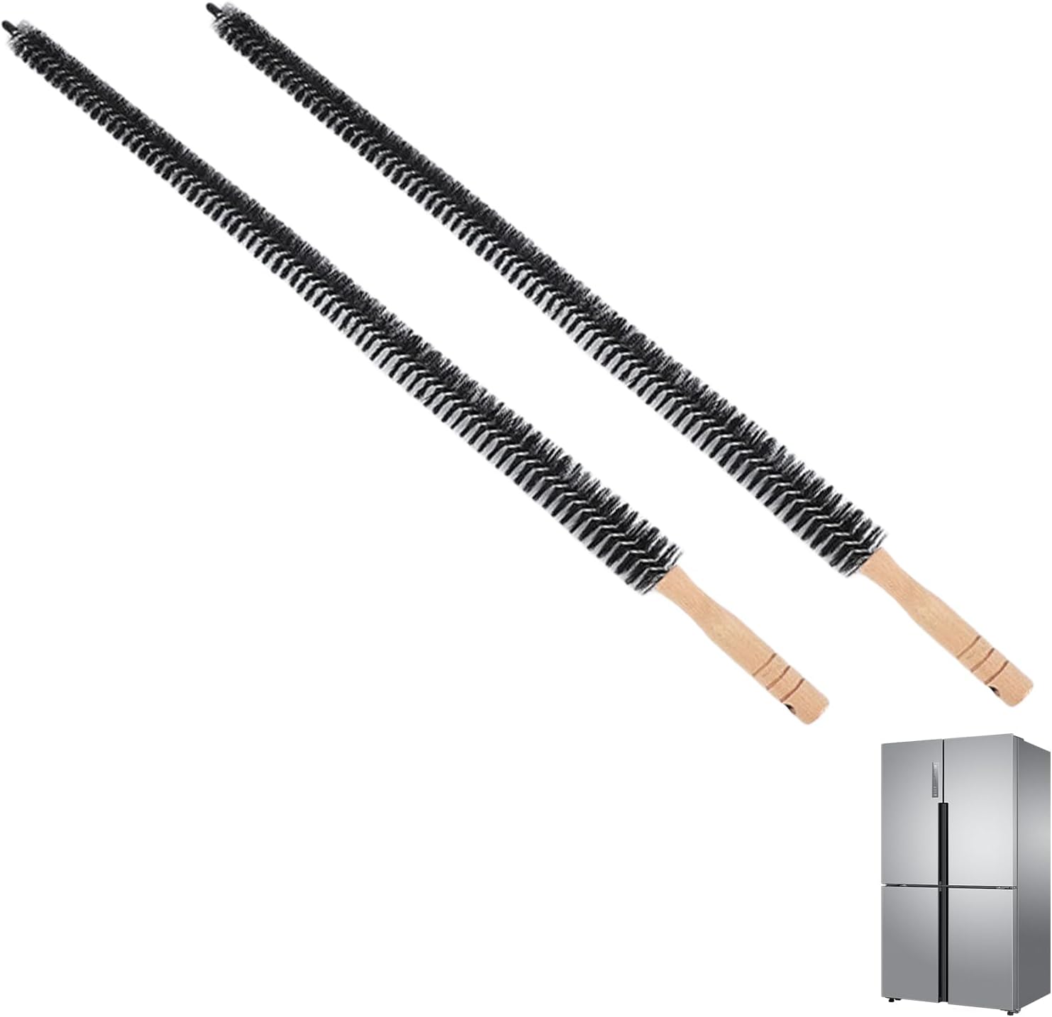 Fridge Coil Cleaning Brush,29.5Inch Long Handle Coil Brush for Fridge,Crevice Stanless Steel Cleaning Brush,Bendable,2Pack
