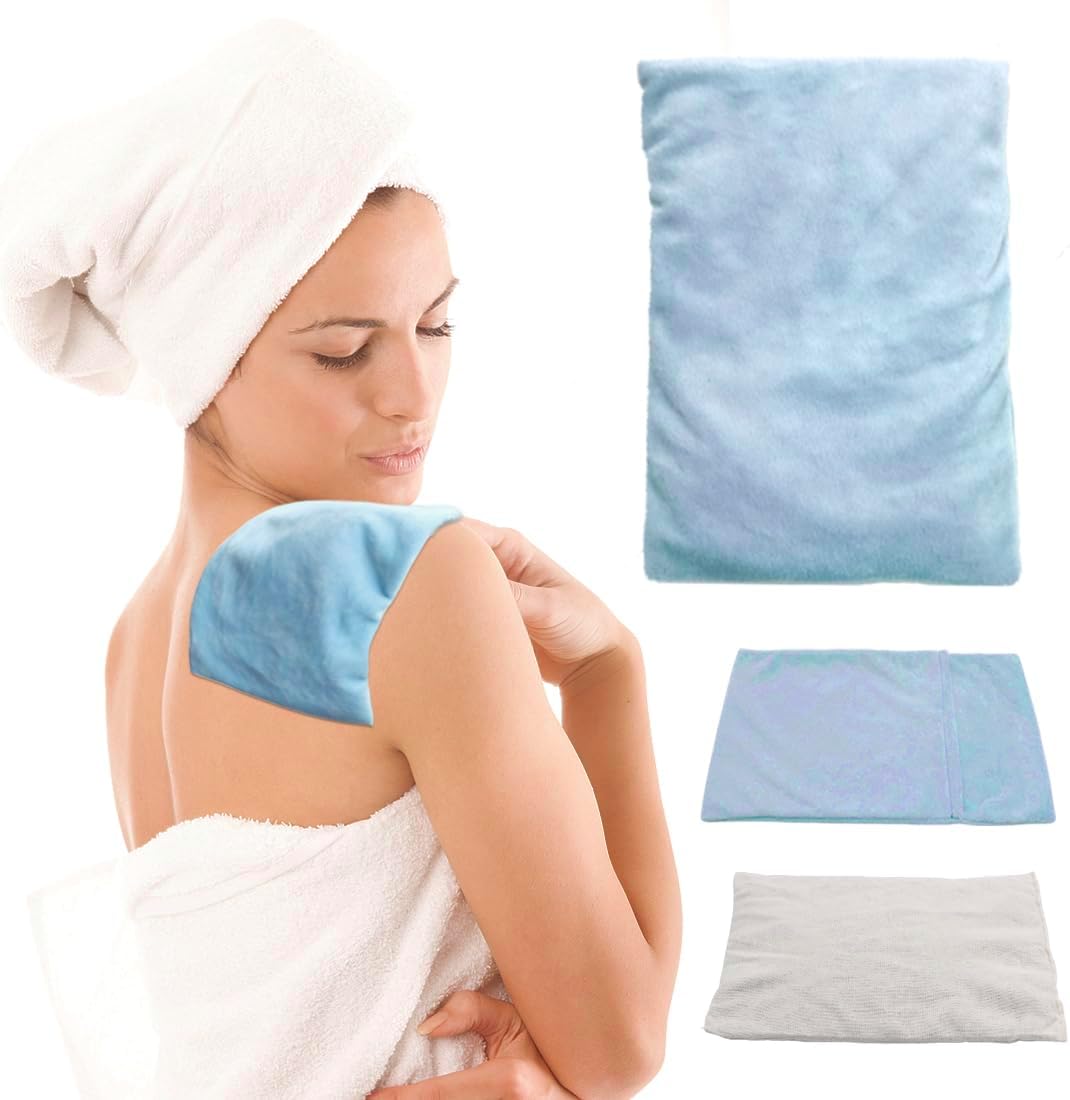 Microwavable Heating Pad, Moist Heat Pad for Pain Relief, Cramp, Menstrual, Tension and Stress, Heat Compress Wrap for Neck, Back, Shoulder, Muscle, Abdomen, Joint (1 S Blue)
