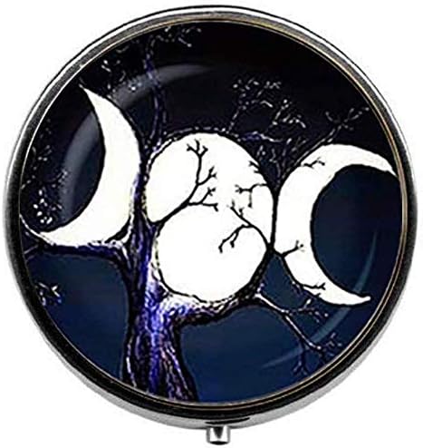 Beautiful Blue Triple Moon Goddess Pill Box Candy Box Wiccan Jewelry Wedding Bridesmaid Friend Birthday Gifts Art Nouveau Beautiful Gifts