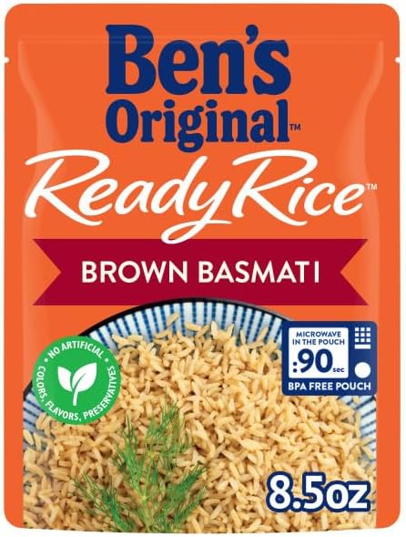 BEN'S ORIGINAL Ready Rice Brown Basmati Rice, Easy Dinner Side, 8.5 oz Pouch (Pack of 12)