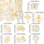 Gyufise 48Pcs Edible Baptism Cupcake Toppers Wafer Paper God Bless Cross Cupcake Picks First Holy Communion Christening Confirmation Religious Cupcake Picks for Baptism Party Decorations Pink