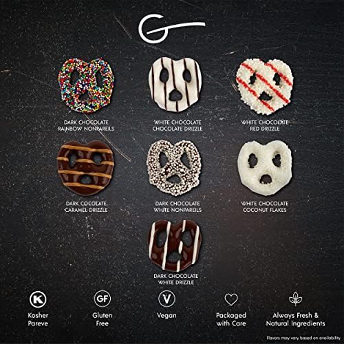 Gluten Free Palace Gift Box – Gourmet Gluten Free Mother’s Day Chocolate Covered Pretzels – Sweet & Salty Crunchy Treat Gift Basket for Mom, Wife & Women – Chocolate Gift Basket for Family & Friends (4 Flavors)