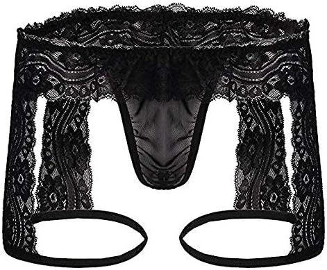 Mens Lace Panties Sexy Underwear Boxer Briefs Pouch Underwear Lingerie for Men Bikini Briefs Sissy Pouch Crossdress Panties