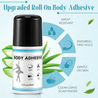 1 Pcs Roll On Body Adhesive for Dancers, Sweat Resistant Water Wash Off Body Glue for Skin & Clothing, Fashion Butt Glue Applicator for Compression Stocking, Bras, Residue Free, 2oz