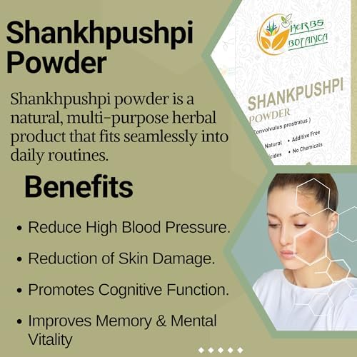 Herbs Botanica Shankhpushpi Powder Convolvulus Pluricaulis 100% Natural | Supports Digestion, Immunity, & Cognitive Function 5.3 oz