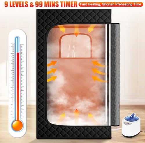 X-Vcak Upgraded Portable Sauna for Home，Relaxation, Steam Sauna for Home with Steamer, Remote Control, Folding Chair, 9 Levels