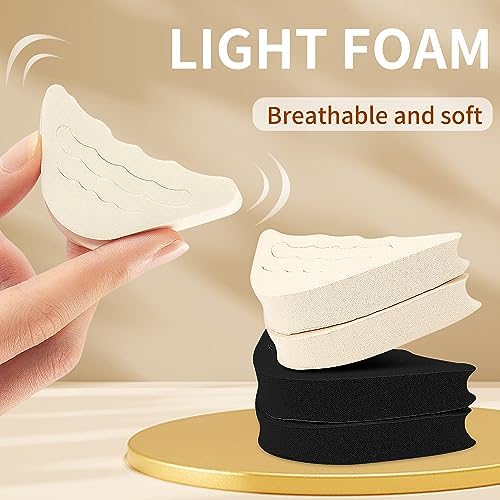 4 Pairs Toe Filler Inserts for Shoes Too Big, Adjustable Toe Plug Reusable Shoes Filler,Shoes Inserts for Women Men Pumps Flats Sneakers(2 Black+2 Beige)