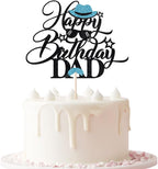 Black Glitter Happy Birthday Dad Cake Topper Best Dad Ever, Happy Fathers Day, Dad Birthday Party Decorations