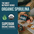 Organic Spirulina Tablets (360 Tablets) - Made with Parry® Spirulina, The Best Spirulina in the World, Highest Nutrient Density - Non-Irradiated, 3 Organic Certifications (90 Servings)