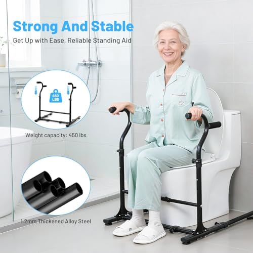 Couch Chair Stand Assist Aid with Double Handrails, Height Width Adjustable Sofa Lift Assist Devices for Seniors Disabled Patients to Sit and Stand, Heavy Duty Toilet Safety Rails (450 LB) Black