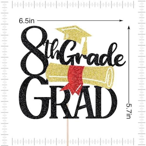 8th Grade Grad Cake Topper，Straight Outta 8th Grade Cake Topper,2026 Grad Cake Decorations,Boys Girl Eighth Grade Graduation Party Decoration Supplies