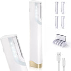 Sonic Dermaplane Razor for Women Face - Rechargeable Sonic Dermaplaning Tool with 5 Blades, Facial Hair Remover for Peach Fuzz & Eyebrows, At-Home Facial Kit for Instant Smoothness（white)