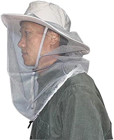 Mosquito Head Net Hat - Bug Cap Veil Mesh Protection with Hidden Netting for Dog Grooming Beekeeping Hiking Women