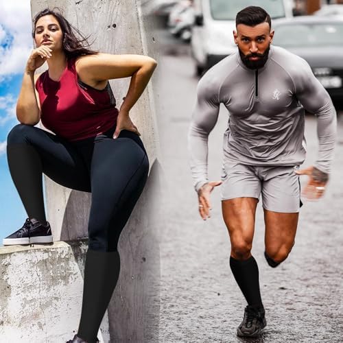 3 Pack Plus Size Compression Socks for Women & Men, Extra Wide Calf Knee High Stockings for Circulation Support