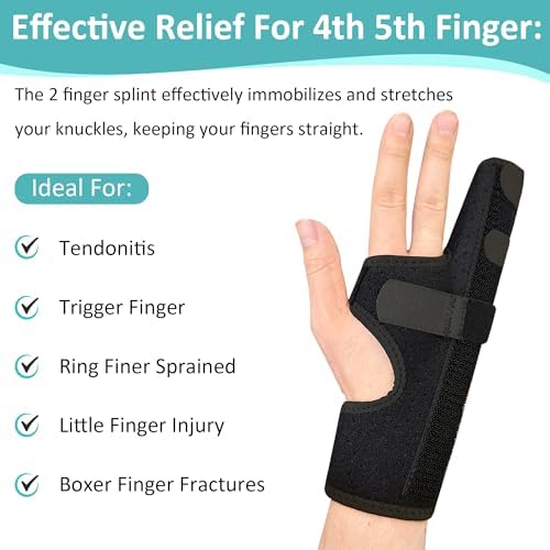 Metacarpal Finger Splint Hand Brace - Pinky Ring Finger Immobilizer For Boxer Fractures -Fit for Both Left or Right Hand (Medium)