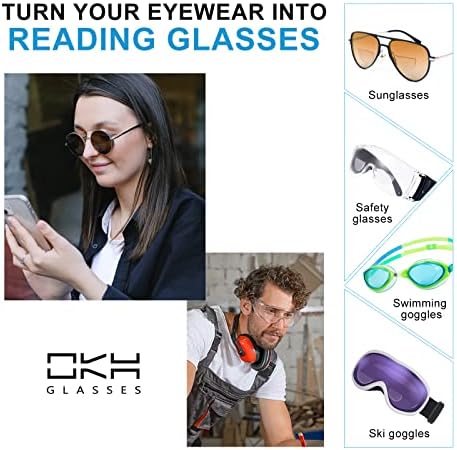 OKH Stick-on Reading Glasses Lens Adhesive Magnification Bifocal Lenses for Sunglasses Safety Goggles, No Water Needed