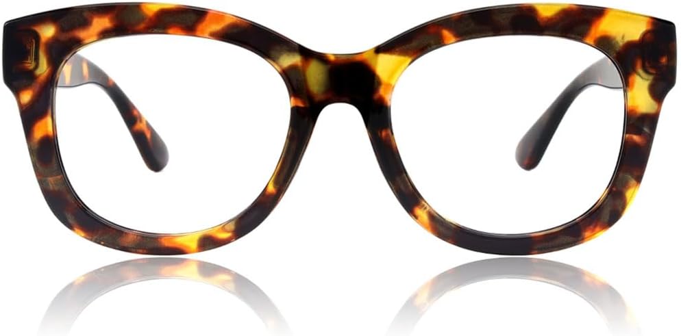 JiSoo Oversized Reading Glasses for Women Men, Stylish Designer Readers Women with Large Frame