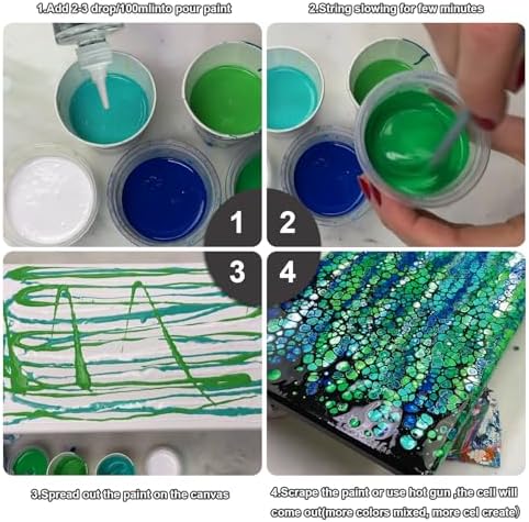 Art Silicone Pouring Oil for Acrylic Paint – 100% Pure High-Grade Silicone Oil for Dramatic Cell Creation, Precision Tip for Easy Control