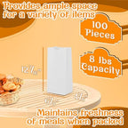 MT Products White Paper Bags 8 lbs. - Disposable Paper Lunch Bags Perfect for Shopping - Pack of 100
