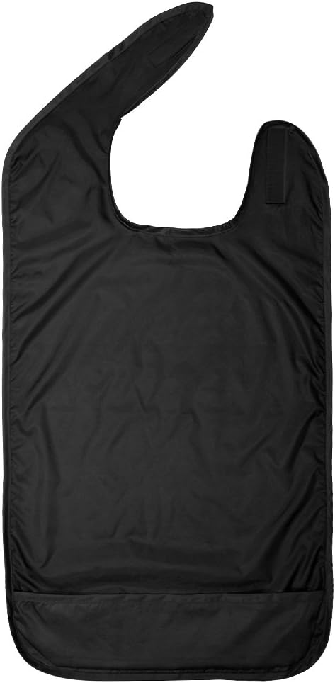Betty Dain Adult Bib, Washable, Waterproof Clothing Protector with Crumb Catcher, Black