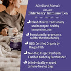 Earth Mama Organic Elderberry Immune Support Tea with Echinacea | Safe For Pregnancy, Breastfeeding, Postpartum, Kids and Family Essentials, Decaf Tea with Ginger & Rooibos, 16-Count