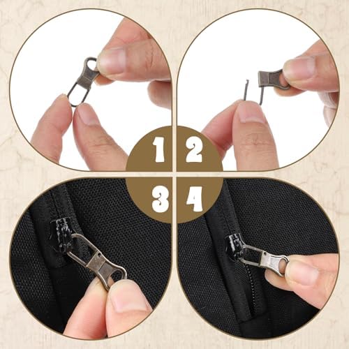 6 Pcs Zipper Pulls Replacement Detachable Zipper Head Zippers Repair Kit Zippers Pull Tabs Extender for Jackets Pants Coat Suitcase Backpack(Black Bronze Silver)